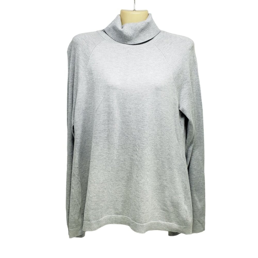 White House Black Market Gray Turtleneck Sweater With Back Pleat Womens M - Picture 6 of 6